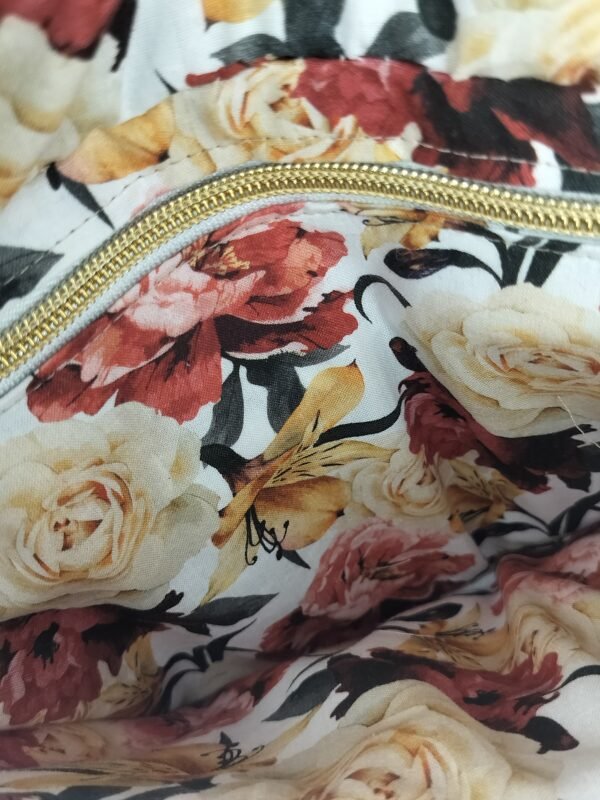 oplus_32 Sac banane velours ocre - Intérieur floral avec poche