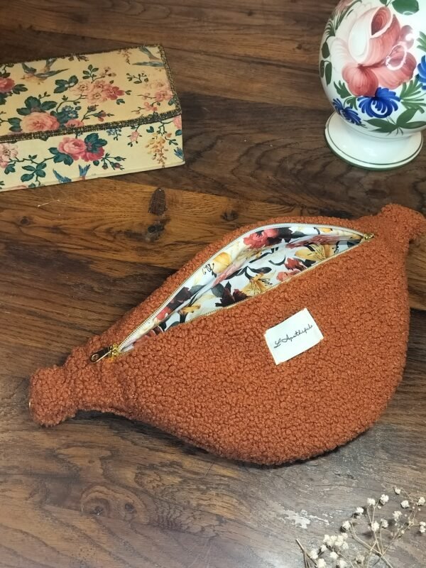 Sac banane bouclettes rouille - Intérieur floral