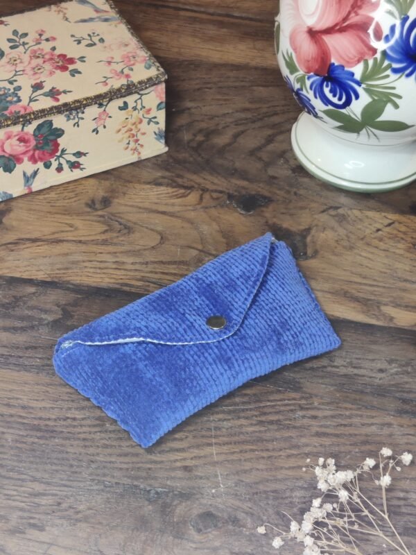 Etui pour lunettes en velours côtelé bleu et Toile de Jouy